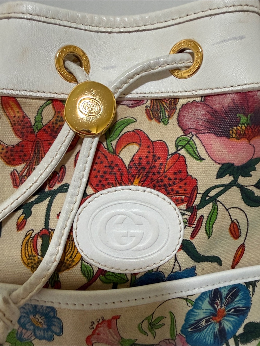 Vintage Gucci white/ Cream Flora bucket - Picture 5 of 16